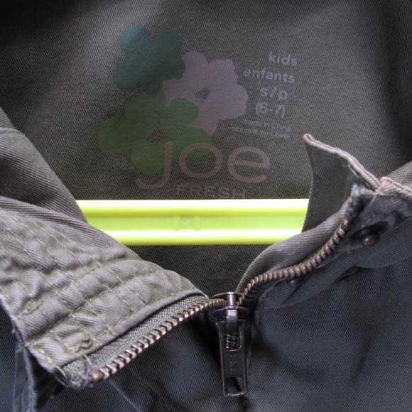 Army Green Full Zip Denim Utility Jacket Girls Size 6/7 - Picture 3 of 4